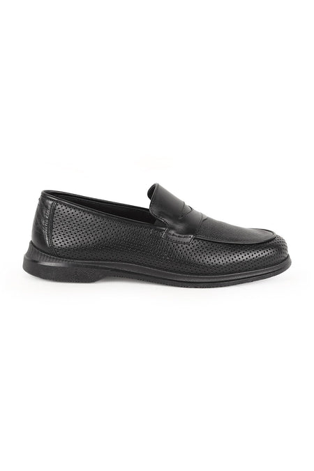 L5925 Men's Genuine Antique Leather Perforated Breathable Flexible Rubber Sole Loafer - MALLTURK