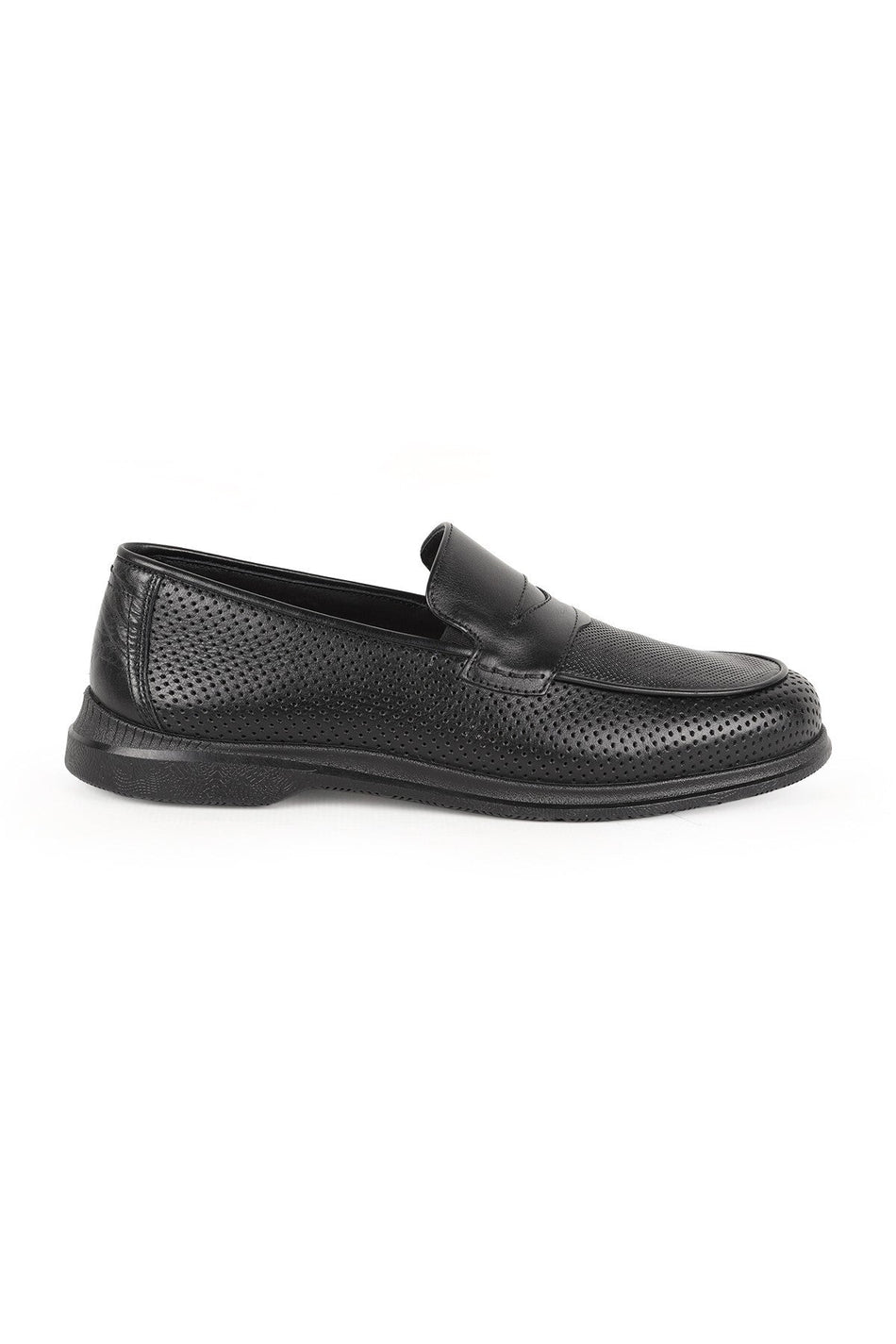 L5925 Men's Genuine Antique Leather Perforated Breathable Flexible Rubber Sole Loafer - MALLTURK