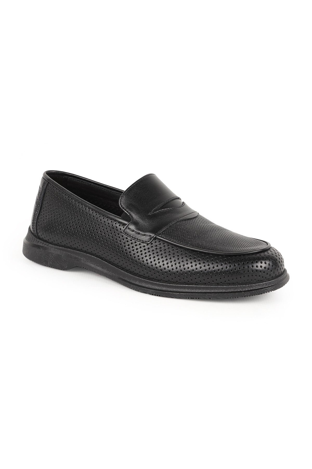 L5925 Men's Genuine Antique Leather Perforated Breathable Flexible Rubber Sole Loafer - MALLTURK
