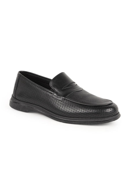 L5925 Men's Genuine Antique Leather Perforated Breathable Flexible Rubber Sole Loafer - MALLTURK