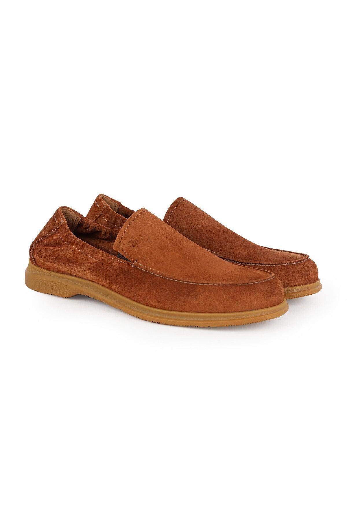 L5929 Men's Genuine Suede Leather Loafer with Elastic Sides and Flexible Rubber Sole - MALLTURK