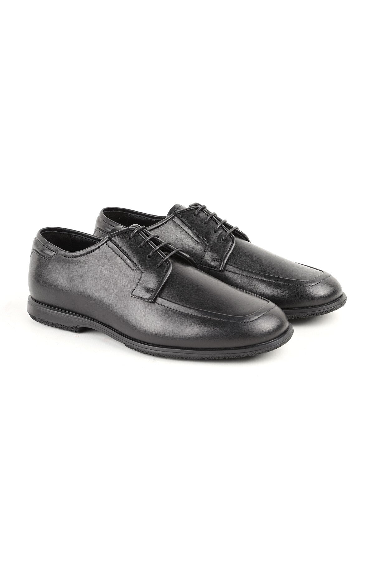 L6024 Genuine Leather U Toe Lace-Up Stretchy Rubber Sole Men's Classic Casual Shoes - MALLTURK