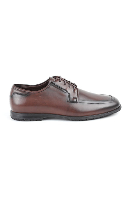 L6024 Genuine Leather U Toe Lace-Up Stretchy Rubber Sole Men's Classic Casual Shoes - MALLTURK