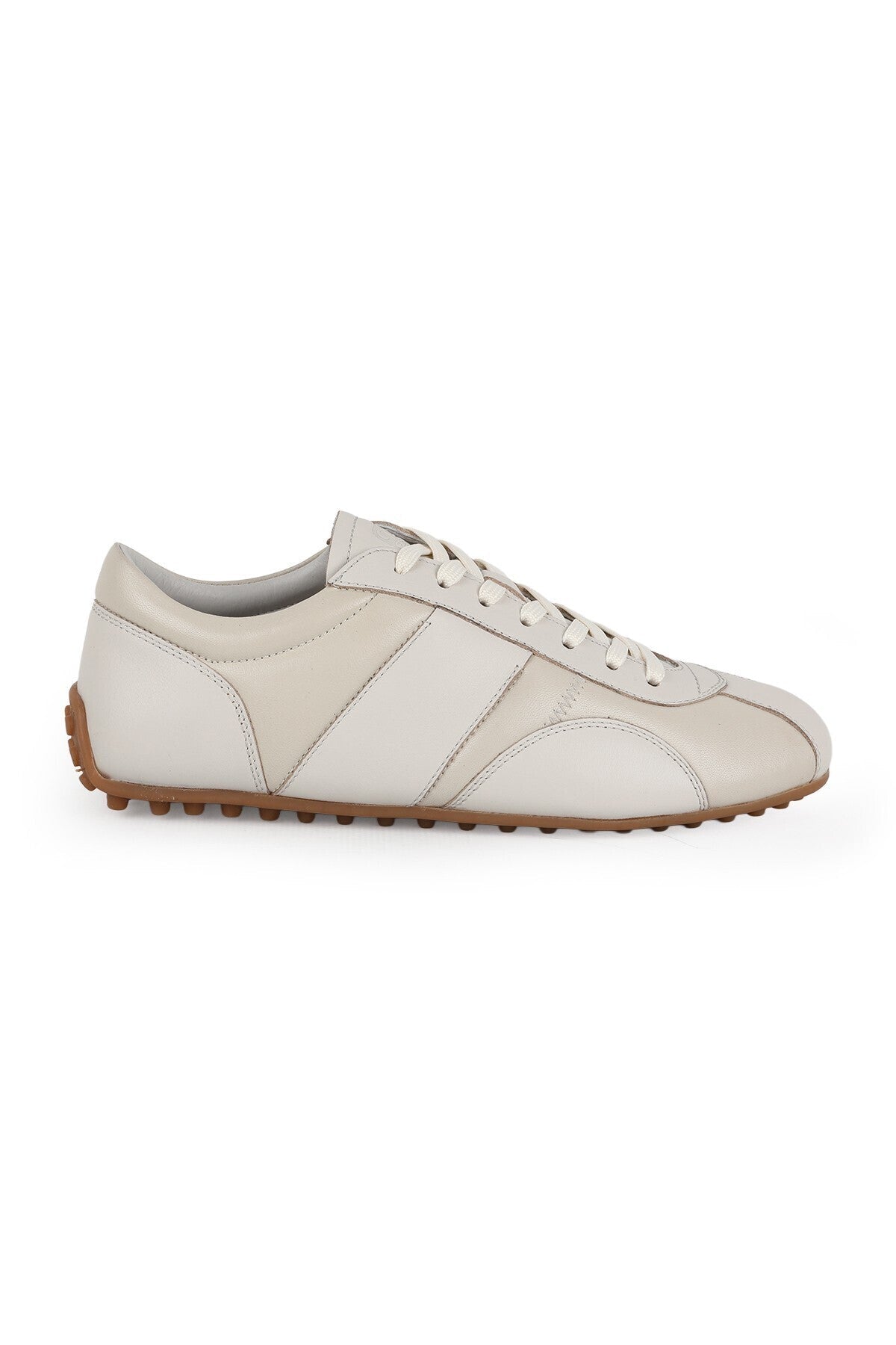 L6027 Erkek Siyah Hakiki Antik Deri Zig-Zag Dikişli Noktalı Kauçuk Taban Sneaker - MALLTURK
