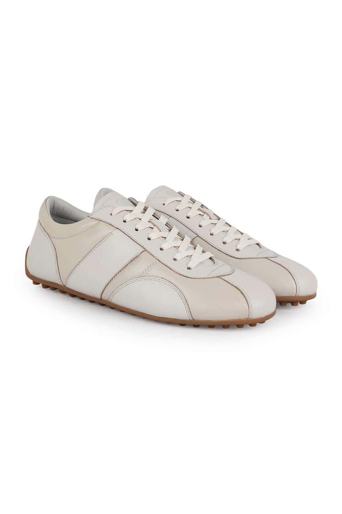 L6027 Erkek Siyah Hakiki Antik Deri Zig-Zag Dikişli Noktalı Kauçuk Taban Sneaker - MALLTURK