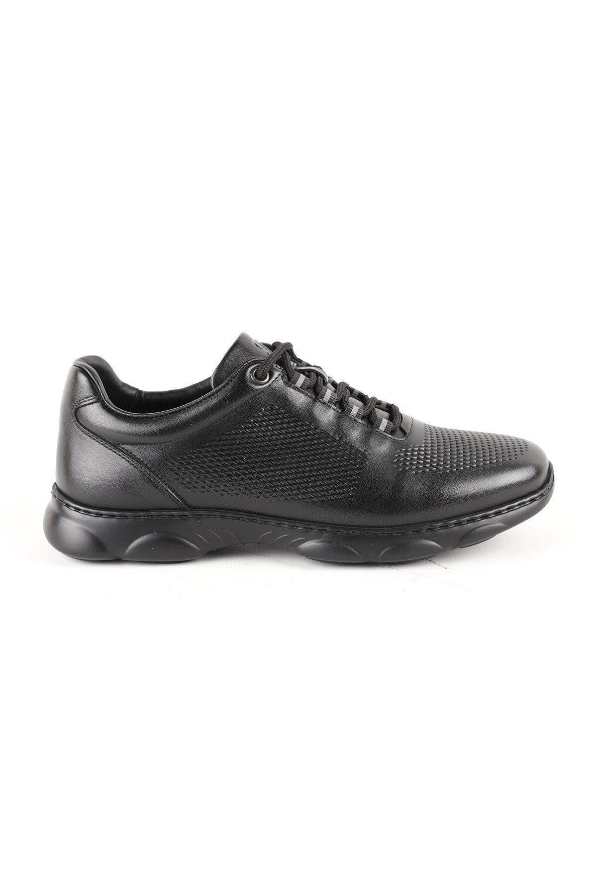 L6032 Men's Genuine Antique Leather Laser Geometric Printed Capsule Sole Casual Sneaker - MALLTURK