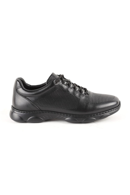 L6032 Men's Genuine Antique Leather Laser Geometric Printed Capsule Sole Casual Sneaker - MALLTURK