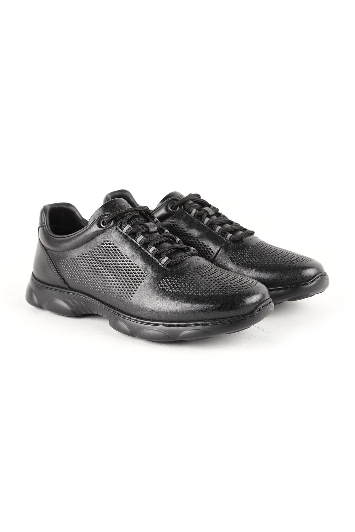 L6032 Men's Genuine Antique Leather Laser Geometric Printed Capsule Sole Casual Sneaker - MALLTURK