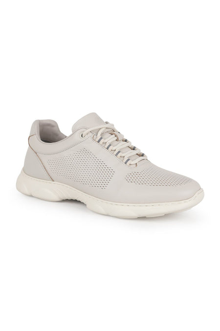 L6032 Men's Genuine Antique Leather Laser Geometric Printed Capsule Sole Casual Sneaker - MALLTURK