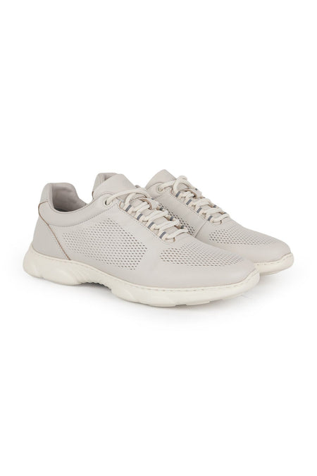 L6032 Men's Genuine Antique Leather Laser Geometric Printed Capsule Sole Casual Sneaker - MALLTURK