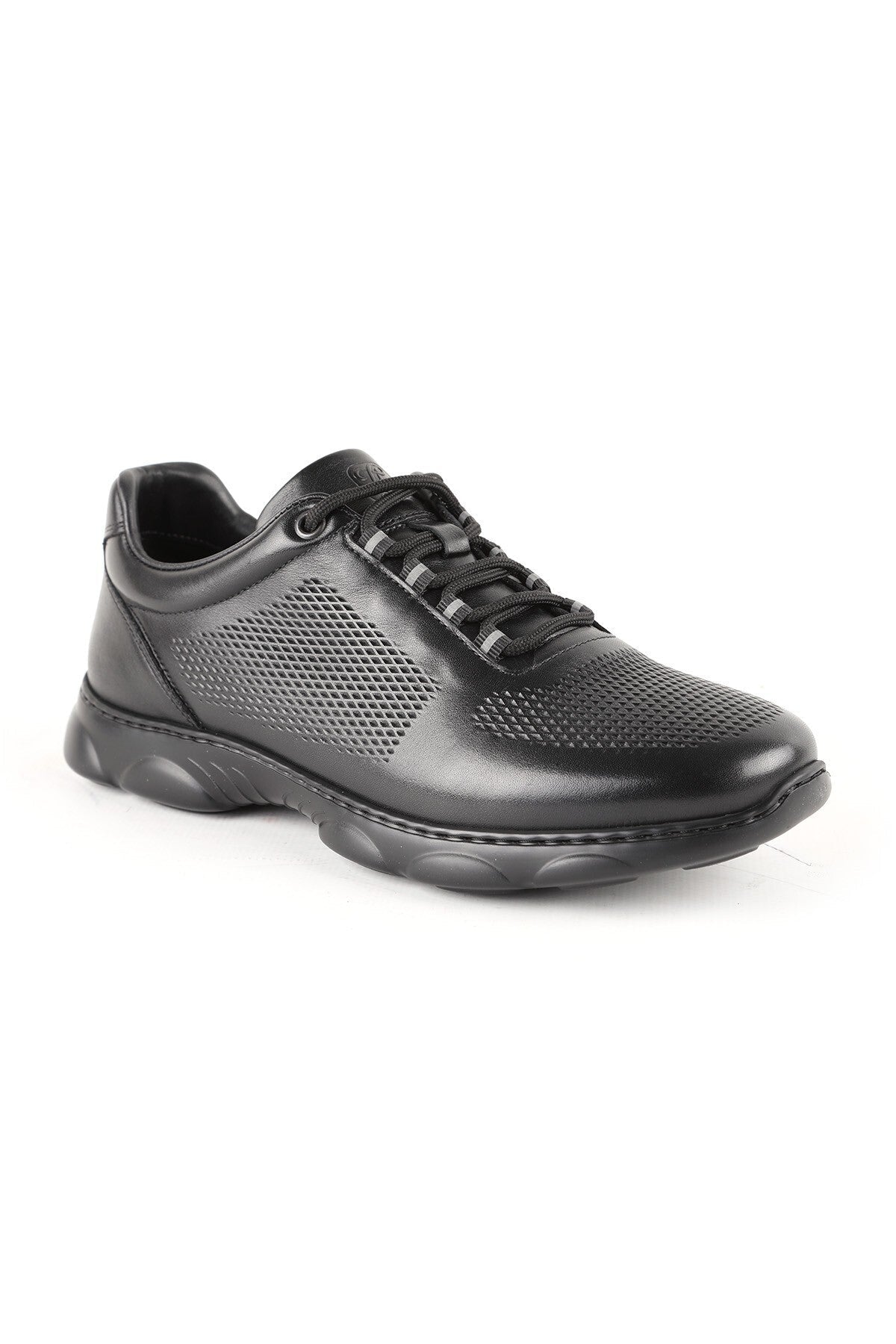 L6032 Men's Genuine Antique Leather Laser Geometric Printed Capsule Sole Casual Sneaker - MALLTURK