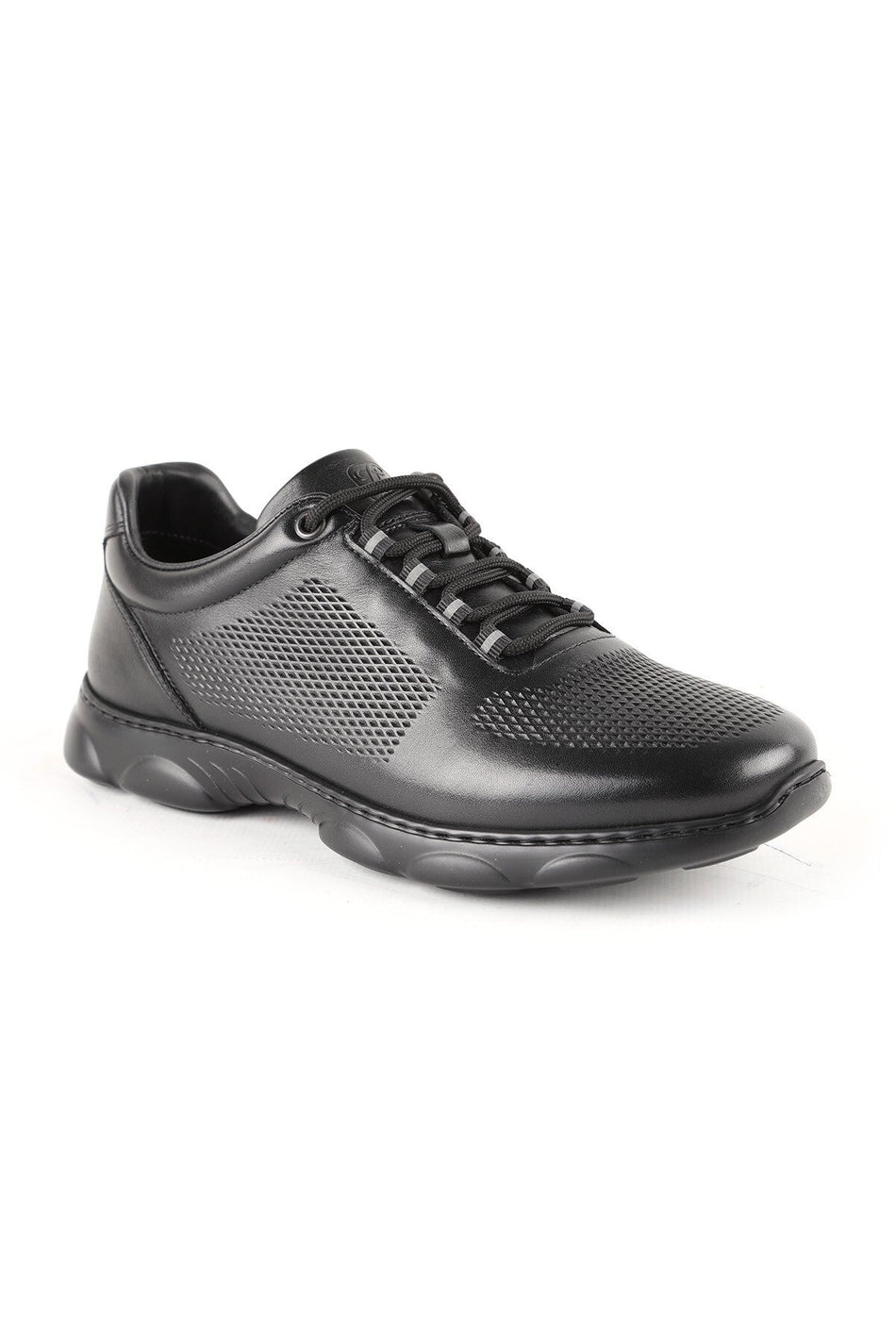 L6032 Men's Genuine Antique Leather Laser Geometric Printed Capsule Sole Casual Sneaker - MALLTURK