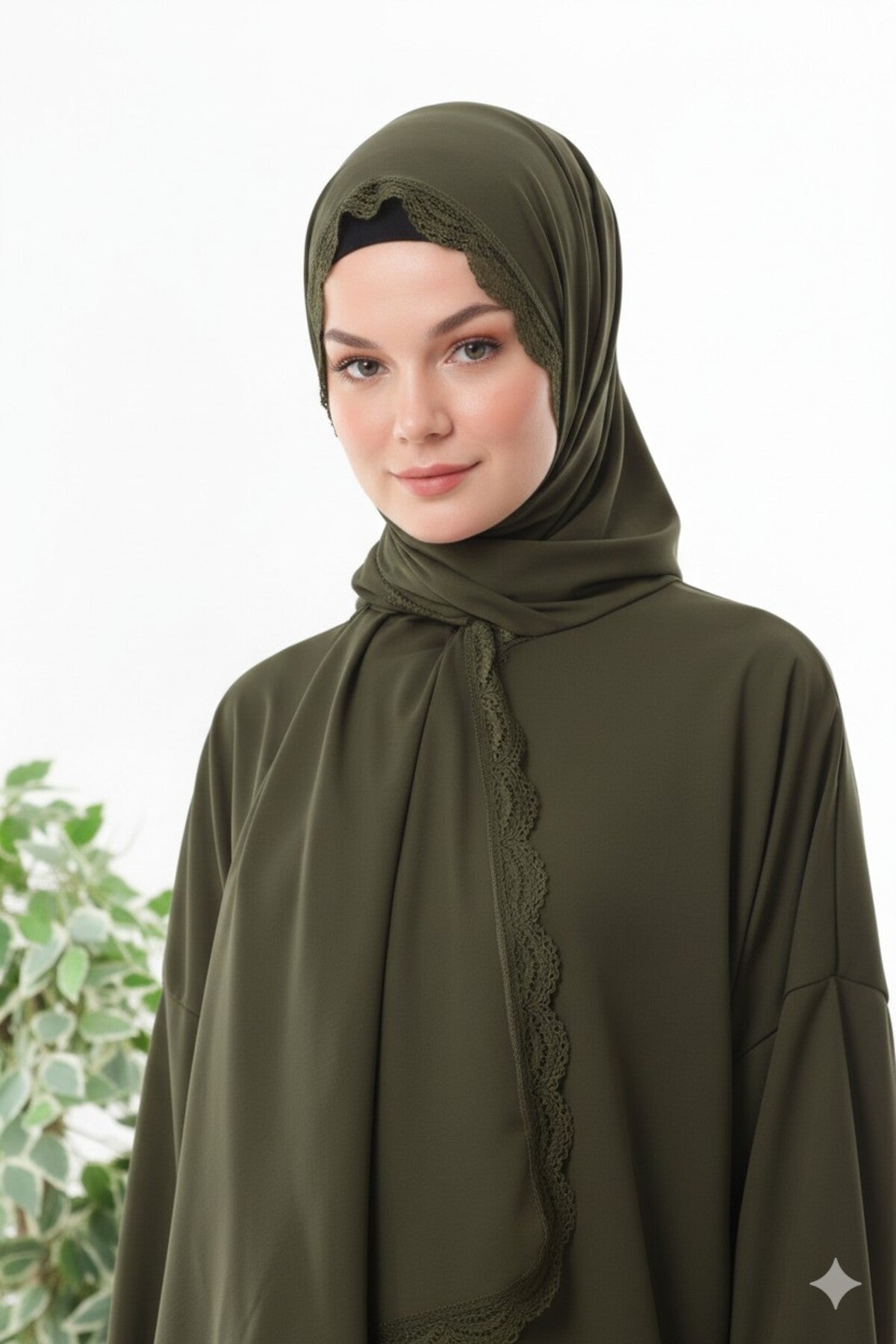 lace headscarf zipper wrists non-slip prayer dress - MALLTURK