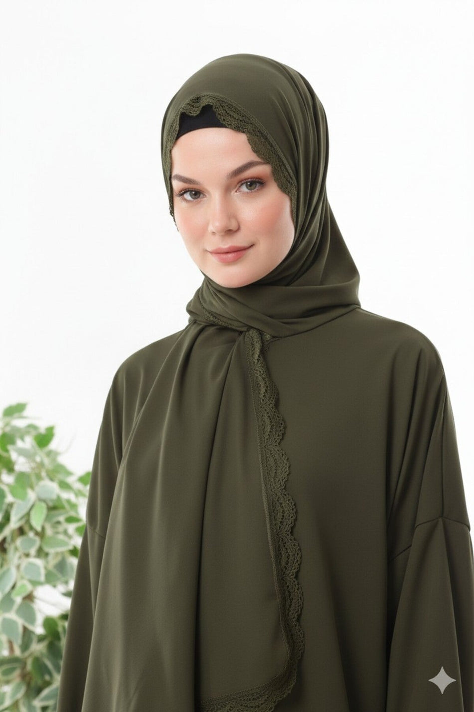 lace headscarf zipper wrists non-slip prayer dress - MALLTURK