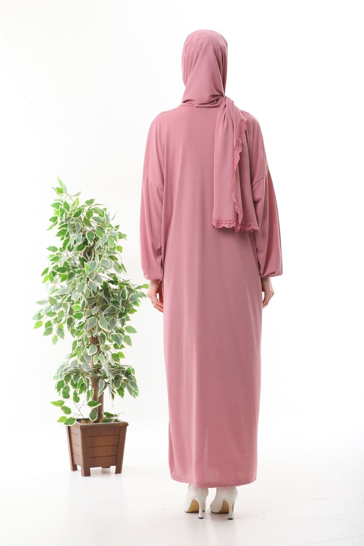 lace headscarf zipper wrists non-slip prayer dress - MALLTURK