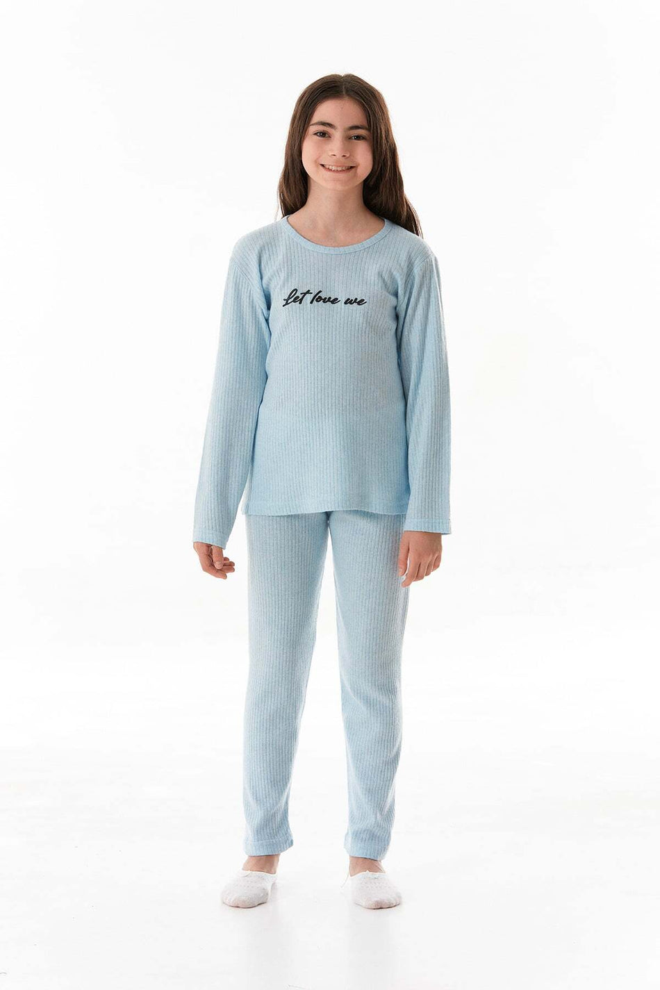 Let Love We Printed Girl's Pajama Set - MALLTURK