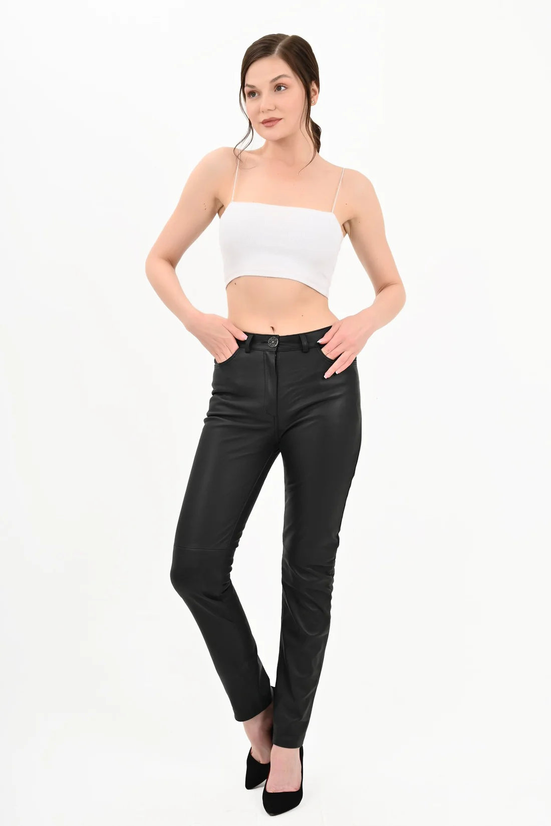 100% Genuine leather women's trousers