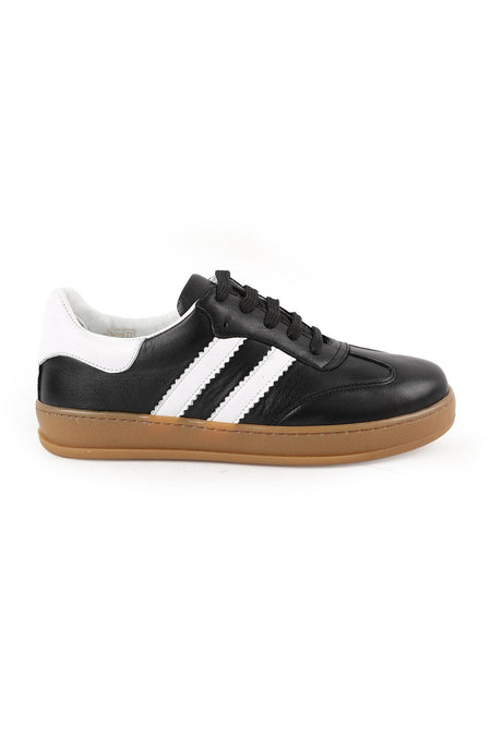 Libero L075.2324 Kadın Hakiki Deri Çift Şeritli Karamel Kauçuk Taban Retro Sneaker - MALLTURK