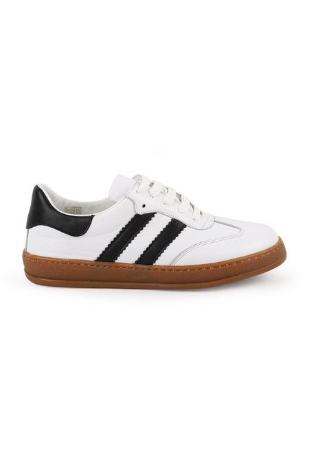 Libero L075.2324 Kadın Hakiki Deri Çift Şeritli Karamel Kauçuk Taban Retro Sneaker - MALLTURK