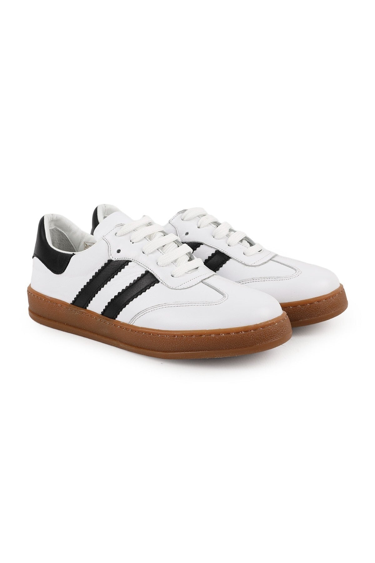 Libero L075.2324 Kadın Hakiki Deri Çift Şeritli Karamel Kauçuk Taban Retro Sneaker - MALLTURK