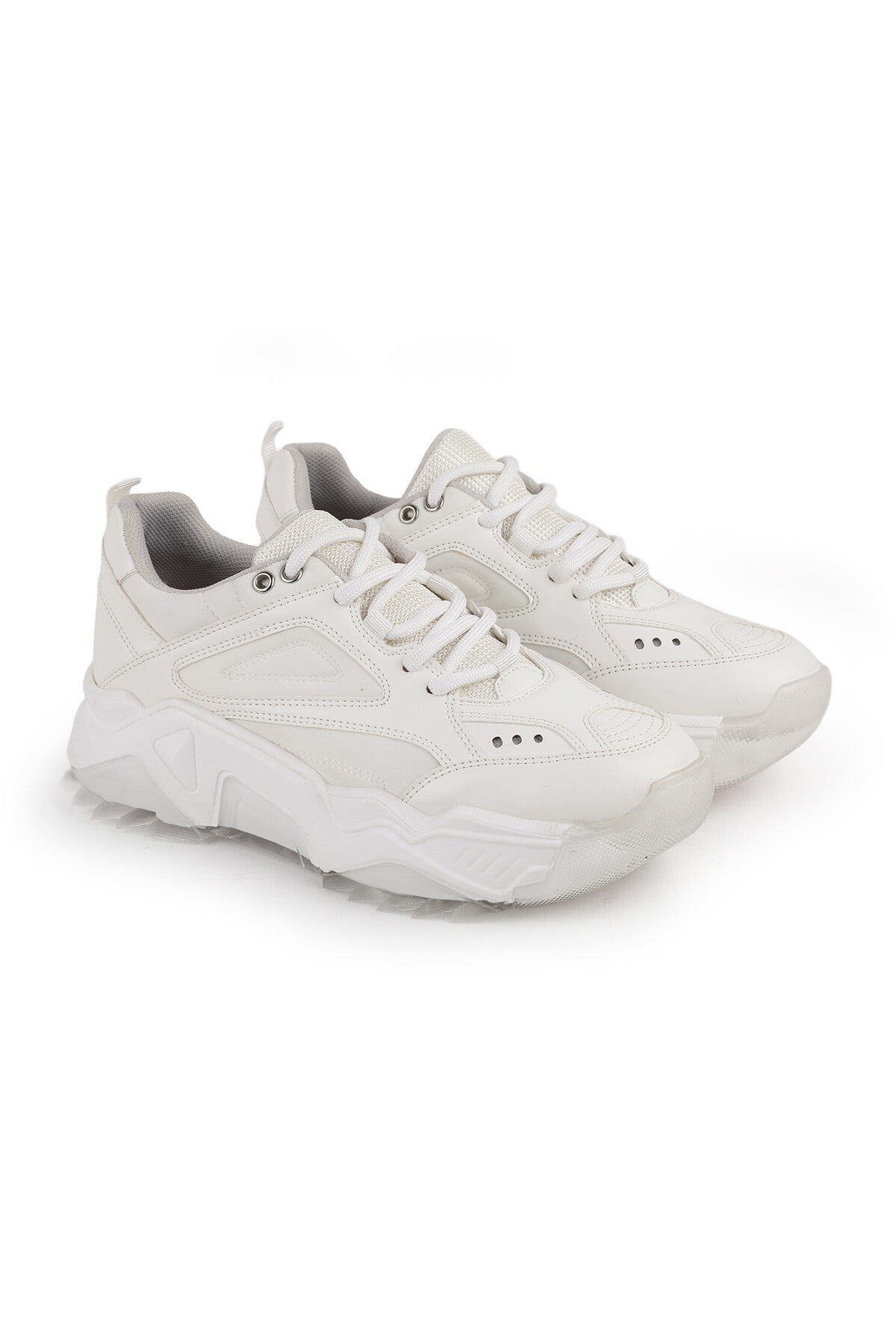 Libero L083.65118 Beyaz Hakiki Deri Kadın Sneaker Yüksek Tabanlı Rahat Spor Ayakkabı - MALLTURK