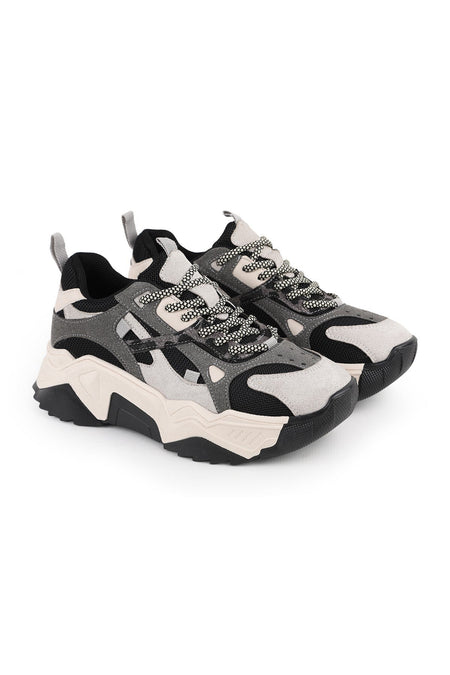 Libero L083.65137 Gri Hakiki Deri Kadın Sneaker Yüksek Tabanlı Rahat Spor Ayakkabı - MALLTURK