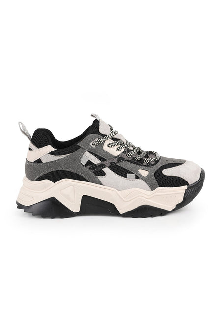 Libero L083.65137 Gri Hakiki Deri Kadın Sneaker Yüksek Tabanlı Rahat Spor Ayakkabı - MALLTURK