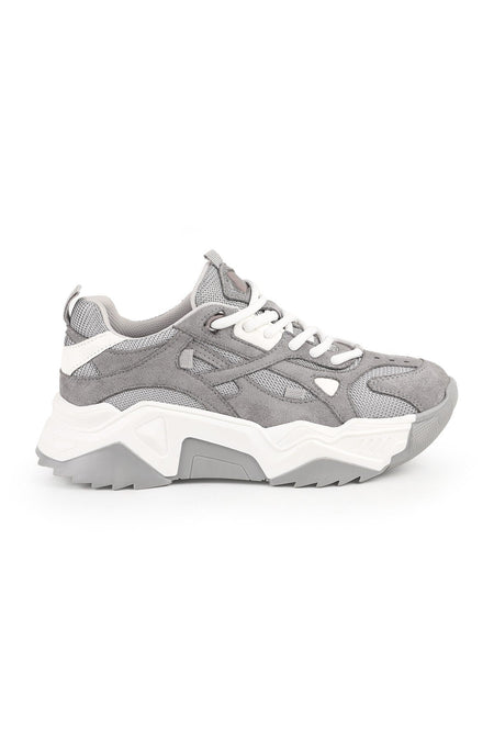 Libero L083.65137 Gri Hakiki Deri Kadın Sneaker Yüksek Tabanlı Rahat Spor Ayakkabı - MALLTURK