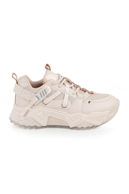 Libero L083.65160 Bej Rose Hakiki Deri Kadın Sneaker Yüksek Tabanlı Rahat Spor Ayakkabı - MALLTURK