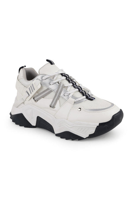 Libero L083.65160 Beyaz Gümüş Hakiki Deri Kadın Sneaker Yüksek Tabanlı Rahat Spor Ayakkabı - MALLTURK