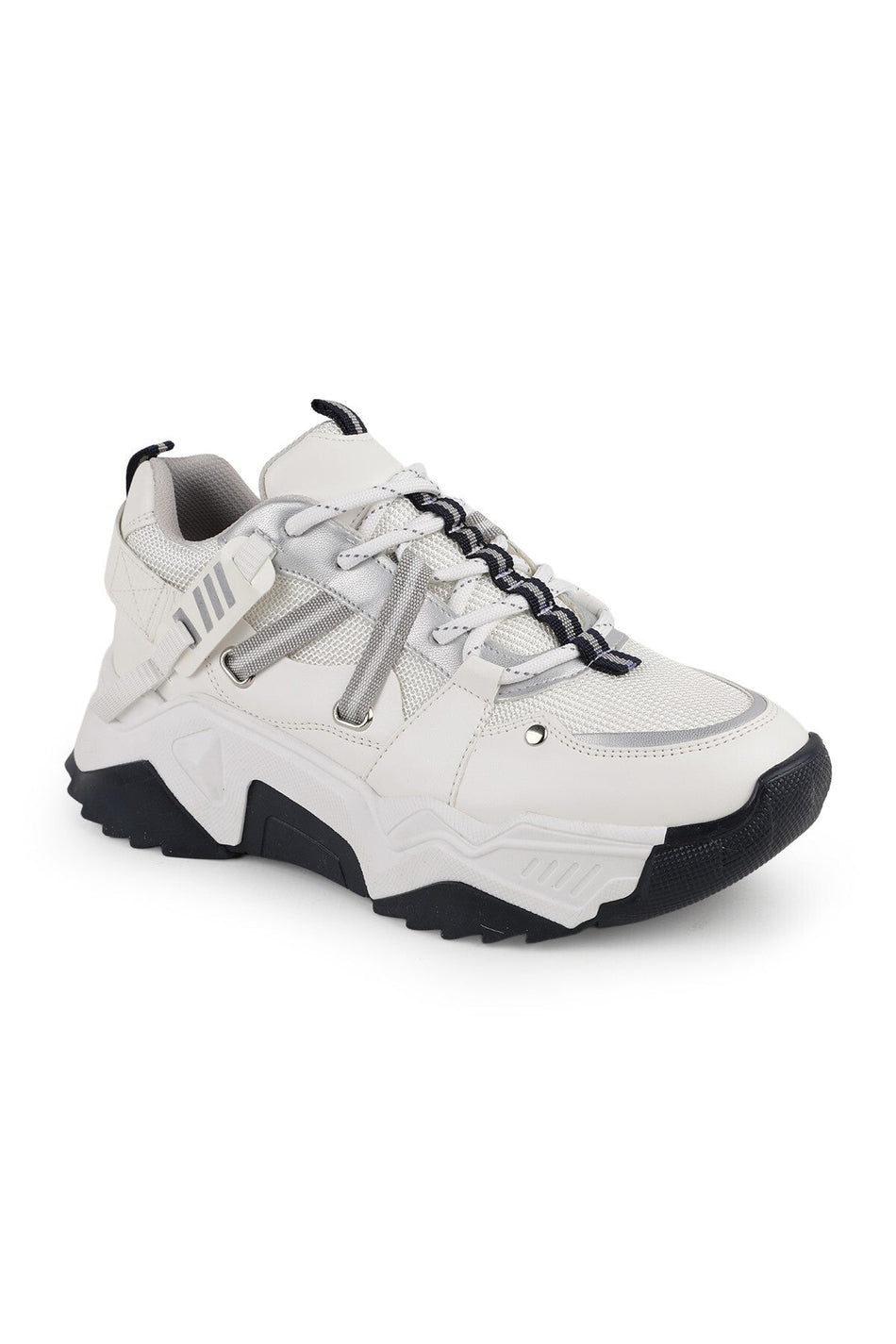 Libero L083.65160 Beyaz Gümüş Hakiki Deri Kadın Sneaker Yüksek Tabanlı Rahat Spor Ayakkabı - MALLTURK