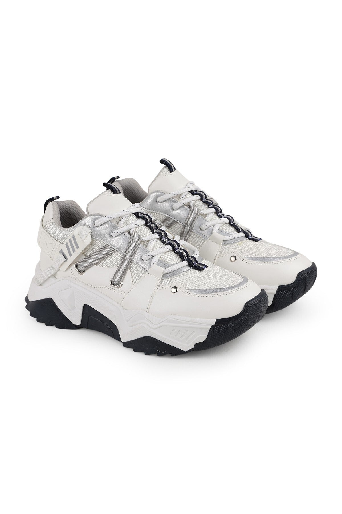 Libero L083.65160 Beyaz Gümüş Hakiki Deri Kadın Sneaker Yüksek Tabanlı Rahat Spor Ayakkabı - MALLTURK