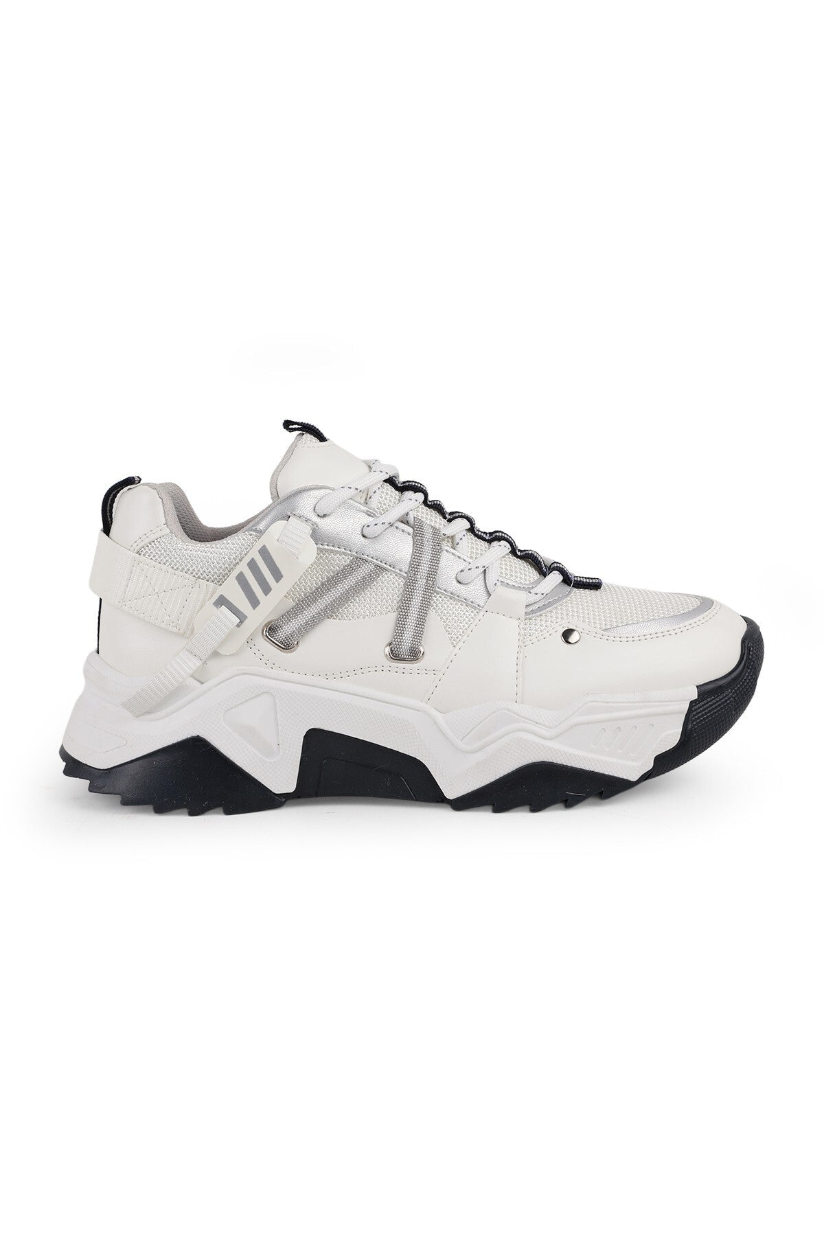 Libero L083.65160 Beyaz Gümüş Hakiki Deri Kadın Sneaker Yüksek Tabanlı Rahat Spor Ayakkabı - MALLTURK