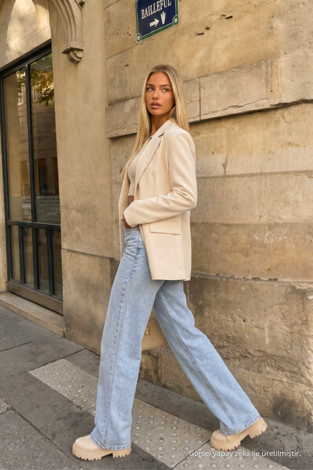 Light Blue High Waist Wide Leg Palazzo Jeans - MALLTURK