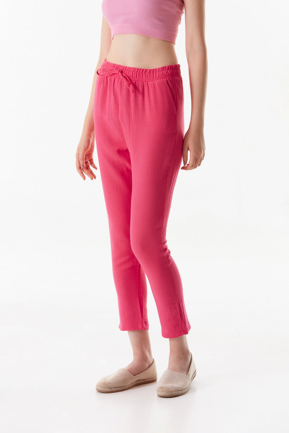 LinenStraightTrousers -BasicElastic Waist - MALLTURK