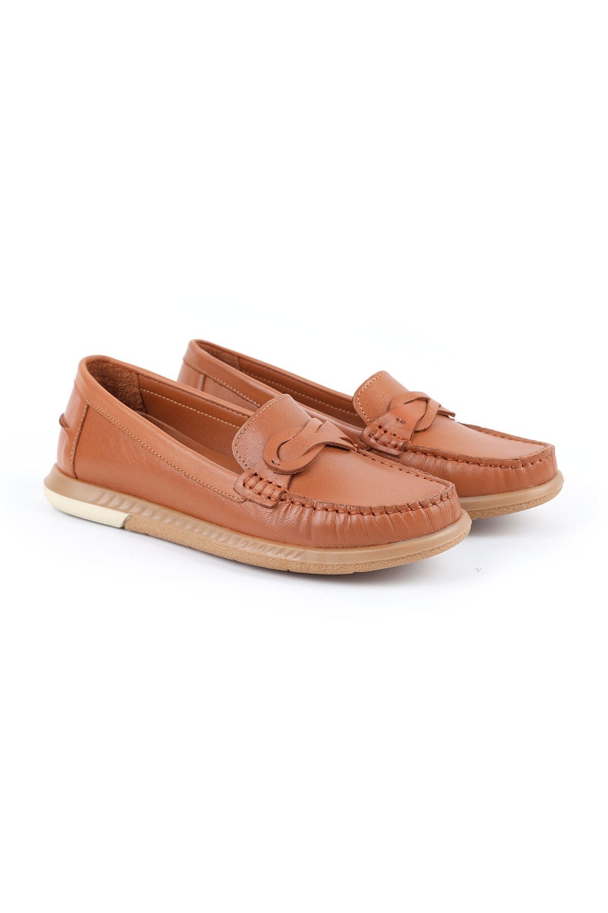 Loafer Shoes Classic Stitched Leather Banded Antique Look Office Casual Comfortable Thermo Sole L081.24106 - MALLTURK