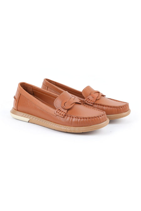Loafer Shoes Classic Stitched Leather Banded Antique Look Office Casual Comfortable Thermo Sole L081.24106 - MALLTURK