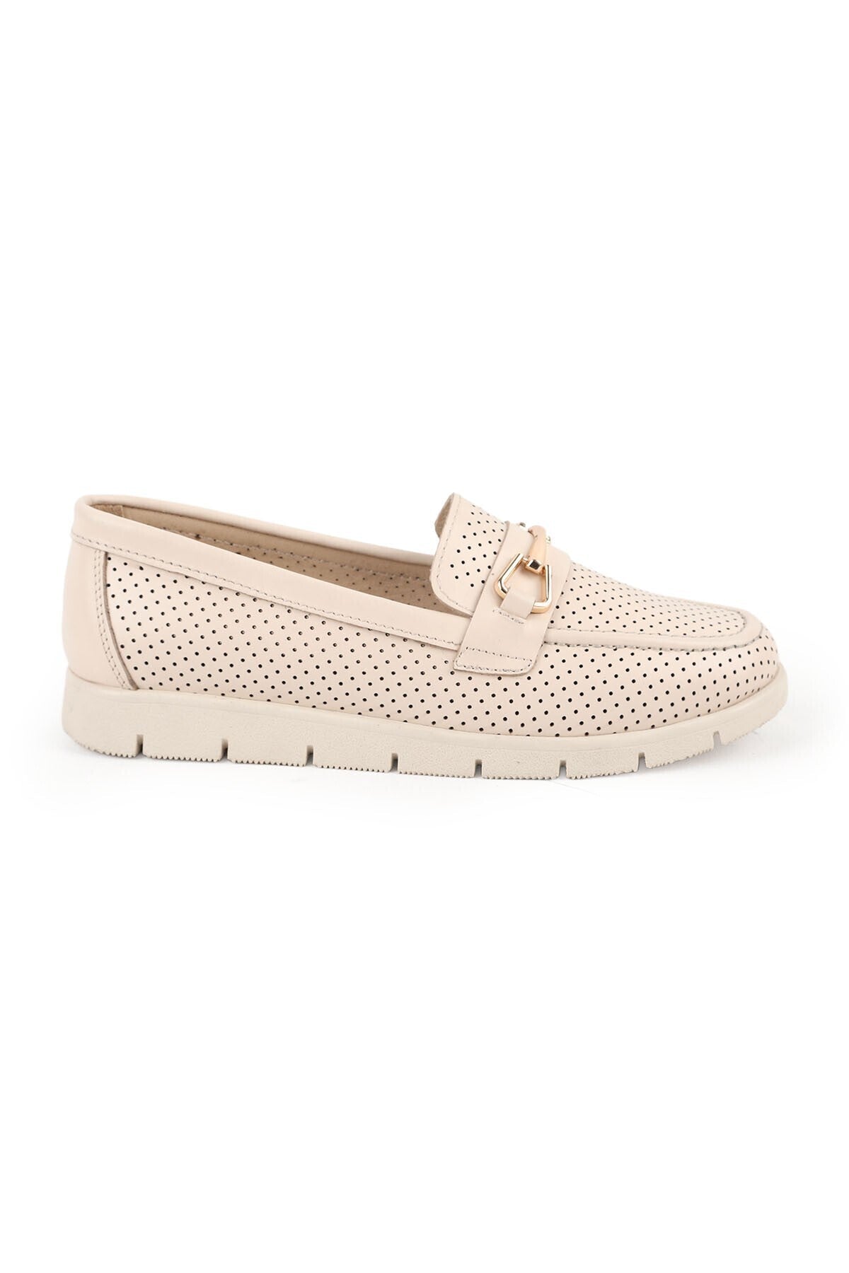 Loafer Shoes Laser Cut Perforated Metal Buckle Moccasin Stitched Flexible Eva Sole Daily L076.2500-1 - MALLTURK