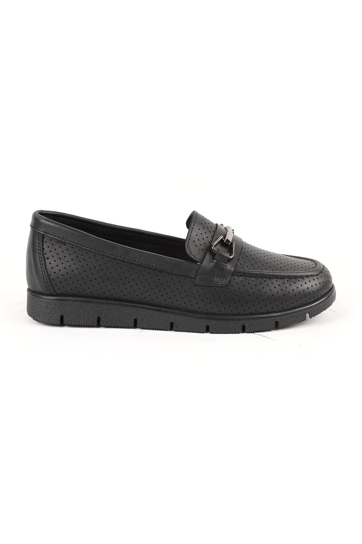 Loafer Shoes Laser Cut Perforated Metal Buckle Moccasin Stitched Flexible Eva Sole Daily L076.2500-1 - MALLTURK