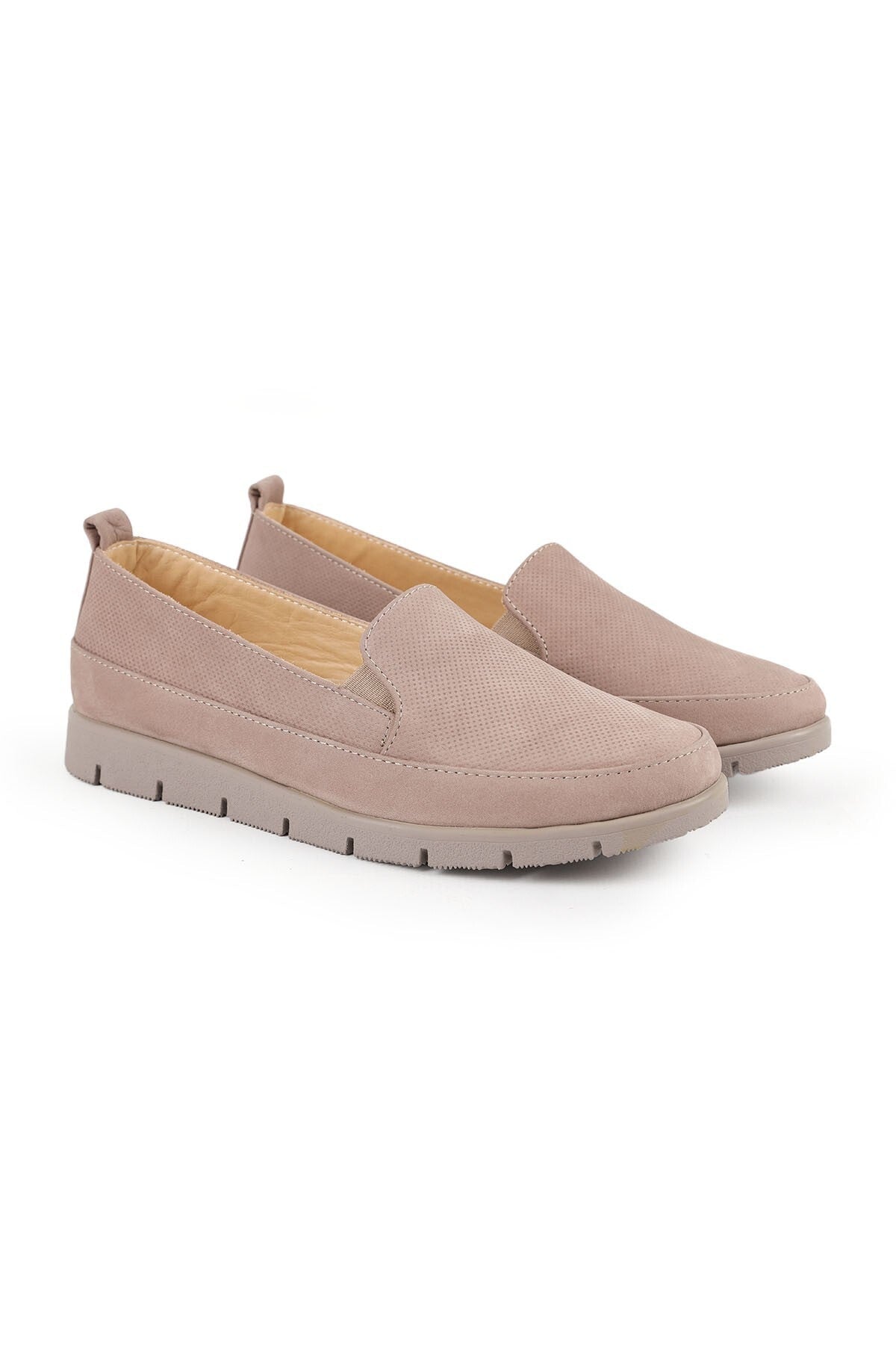 Loafer Shoes Laser Cut Perforated Suede Moccasin Stitched Lightweight Flexible Eva Sole Daily Use L076.2274-1 - MALLTURK