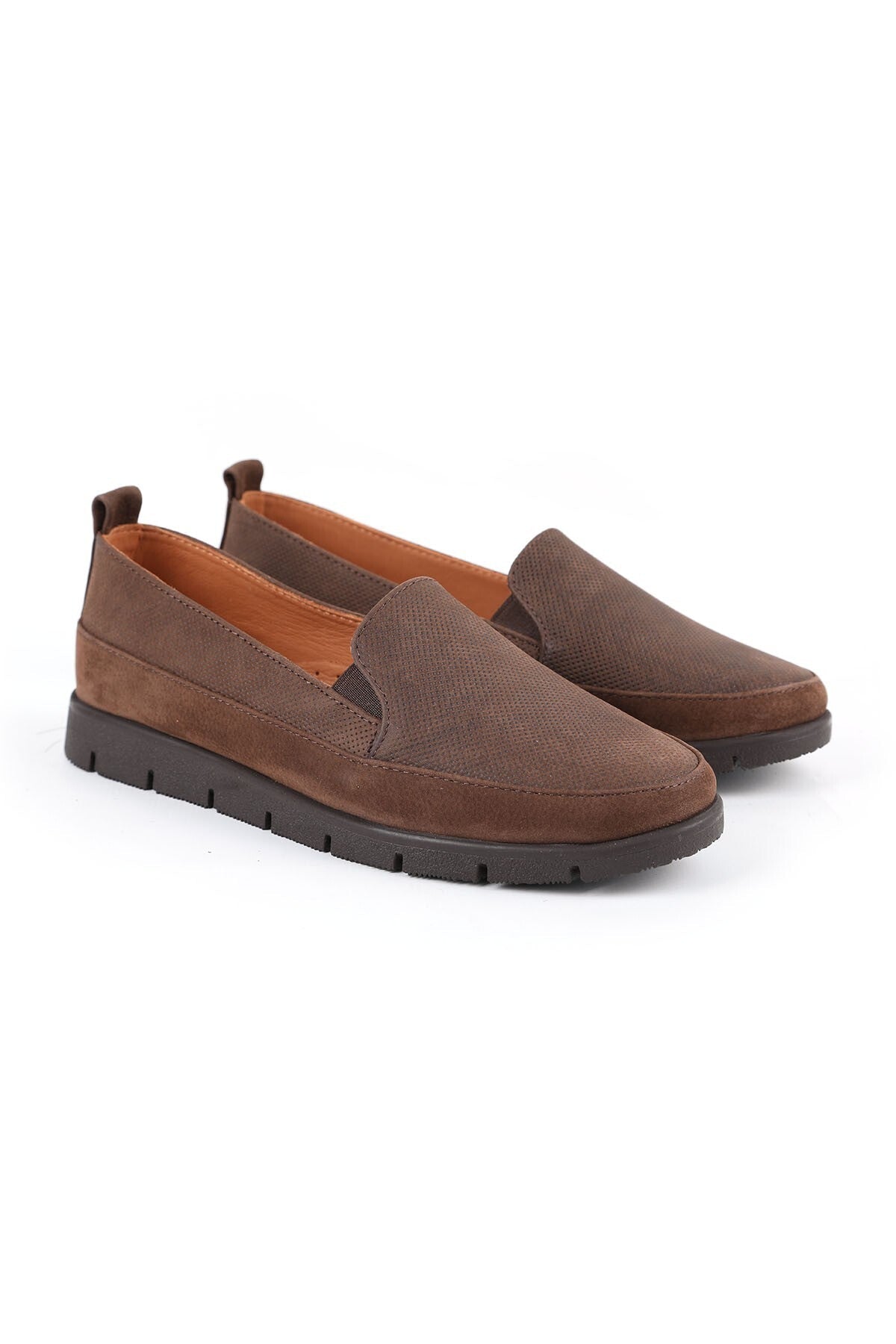 Loafer Shoes Laser Cut Perforated Suede Moccasin Stitched Lightweight Flexible Eva Sole Daily Use L076.2274-1 - MALLTURK