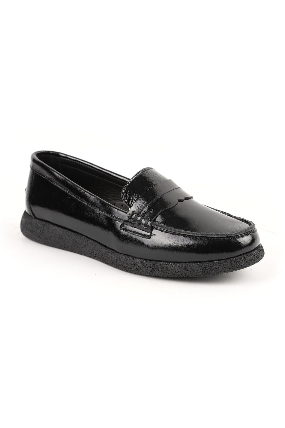 Loafer Shoes Shiny Patent Leather Classic Strapped Moccasin Stitched Lightweight Flexible Eva Sole Daily L076.5604 - MALLTURK