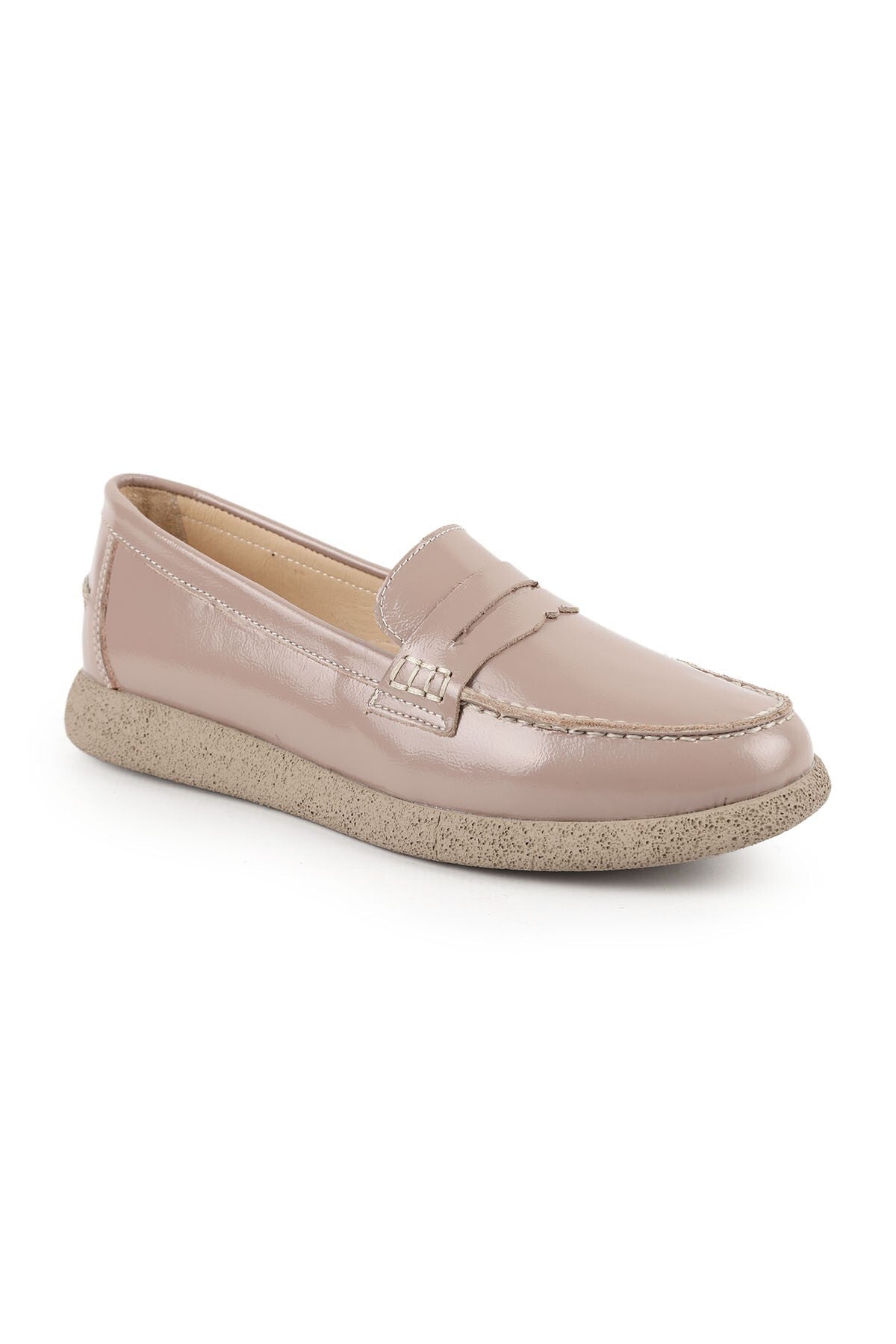 Loafer Shoes Shiny Patent Leather Classic Strapped Moccasin Stitched Lightweight Flexible Eva Sole Daily L076.5604 - MALLTURK