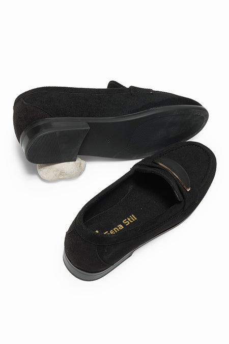 Loafer Toka Detaylı Günlük Babet Kadın Siyah Babet TBOMRSR1010 - MALLTURK