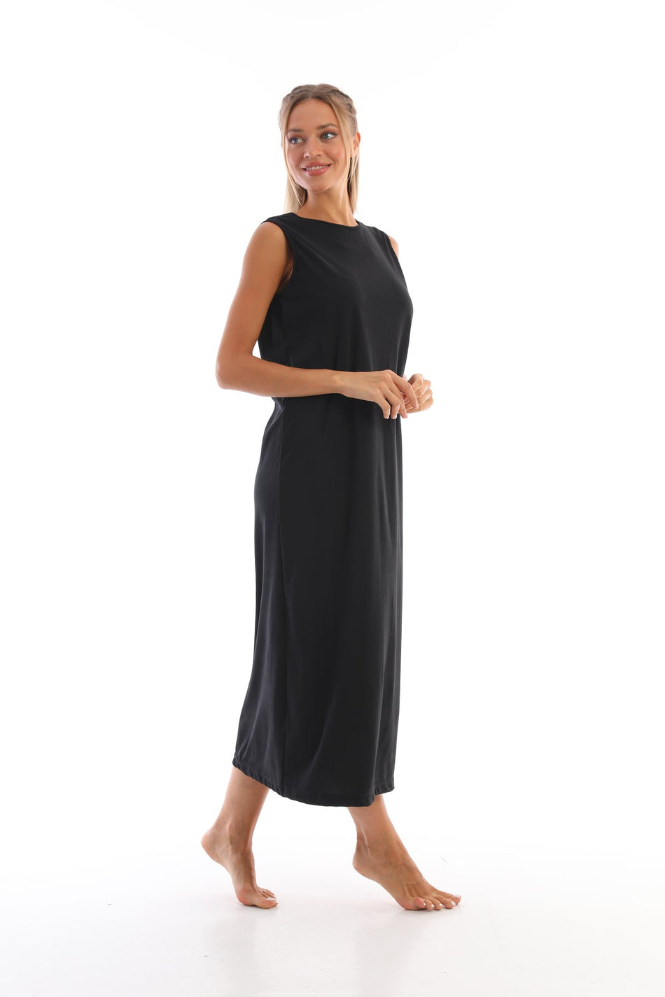Long Sleeveless Dress Lining Underskirt Petticoat Black - MALLTURK