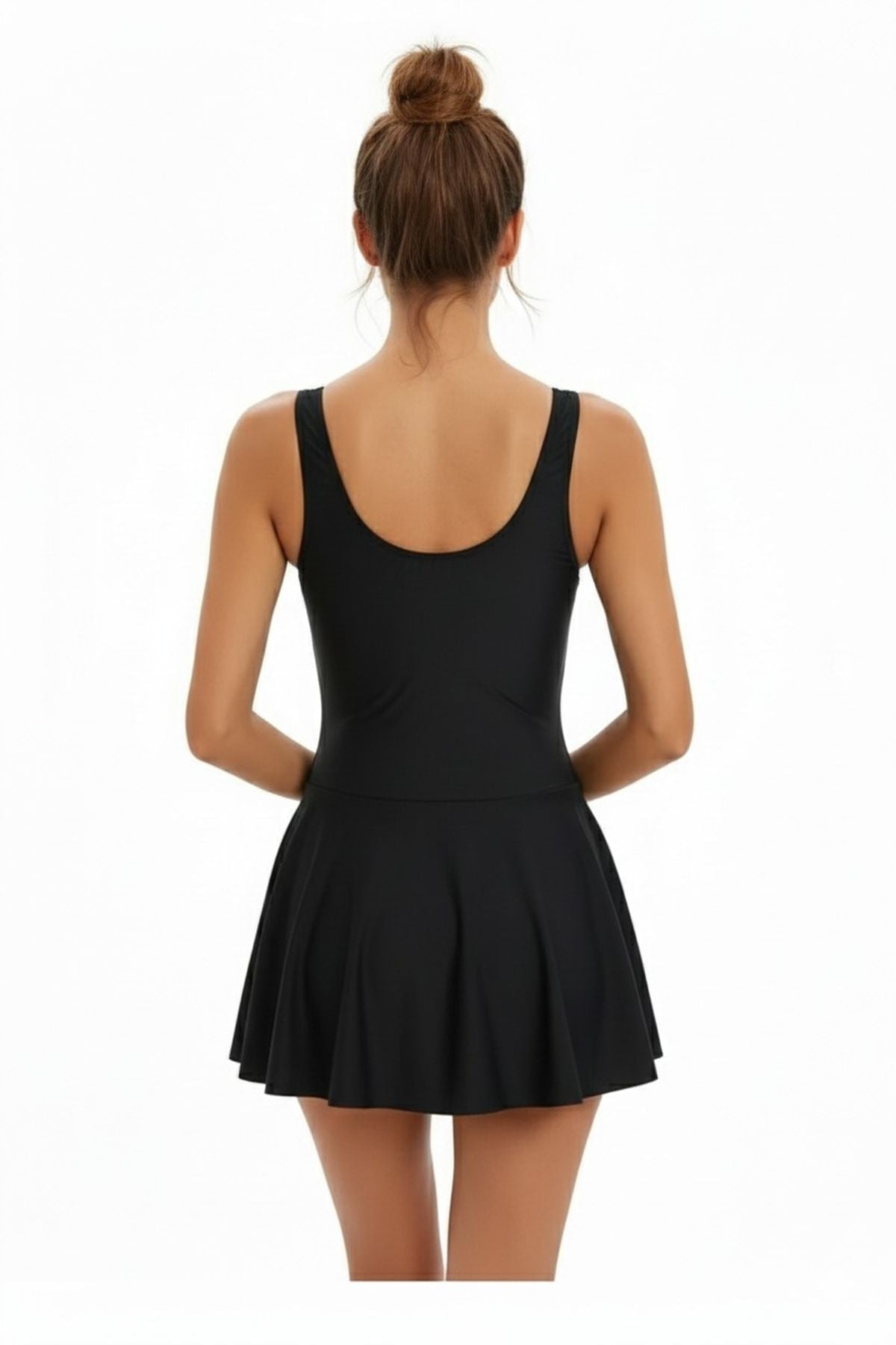 Lycra Combined Shorts, Chest Padded Skirted Dress Swimsuit Women's Swimwear Black / Sea / Pool - MALLTURK