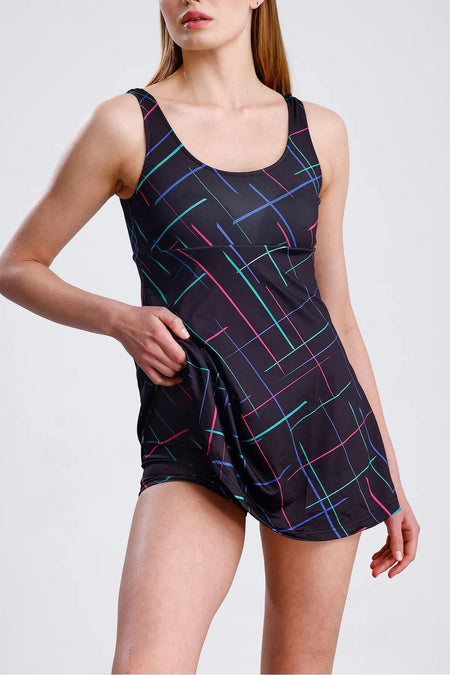 Lycra Combined Shorts with Chest Pad Dress Swimsuit Women's Swimsuit Black / Sea / Shorts - MALLTURK