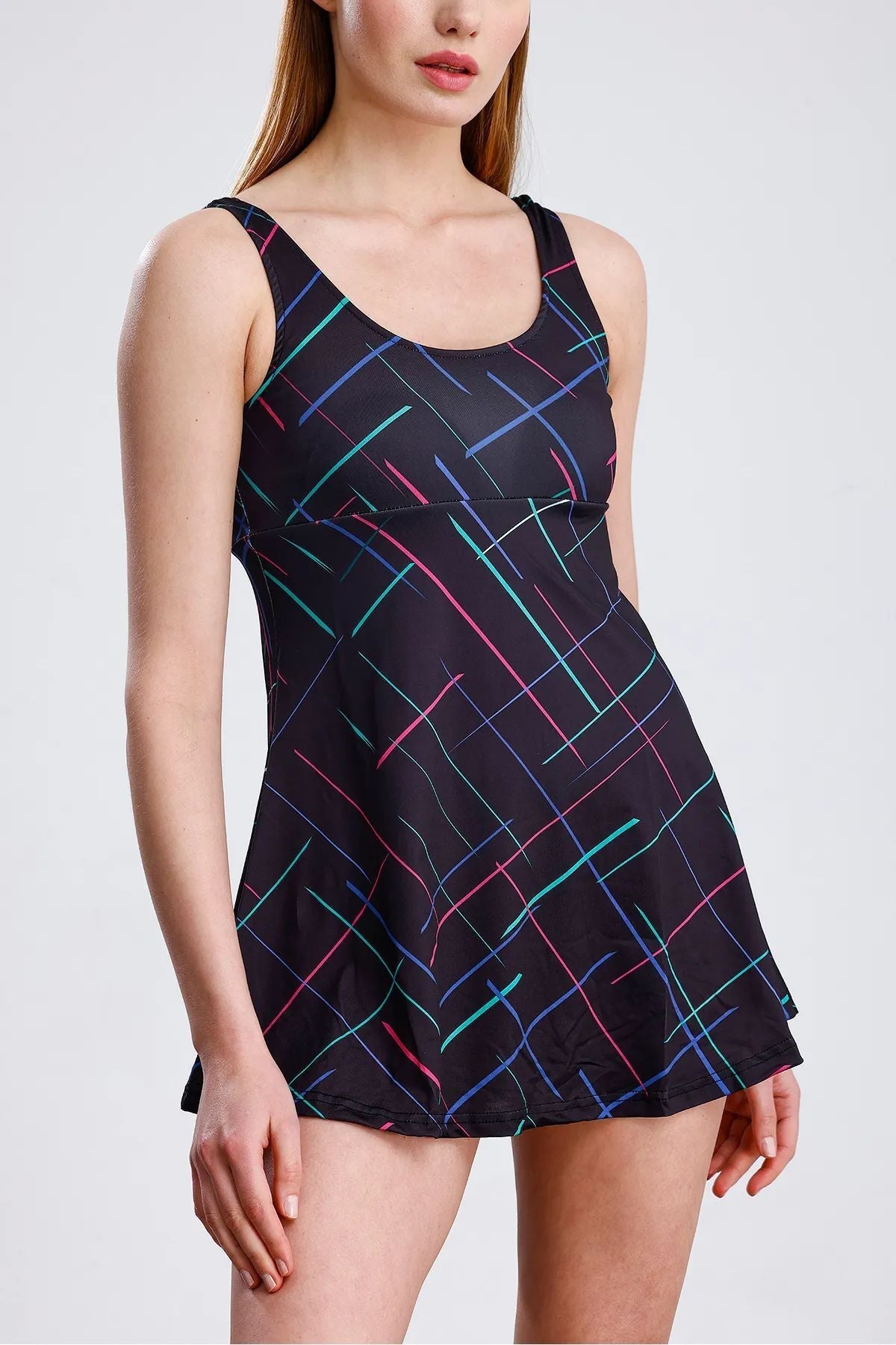 Lycra Combined Shorts with Chest Pad Dress Swimsuit Women's Swimsuit Black / Sea / Shorts - MALLTURK