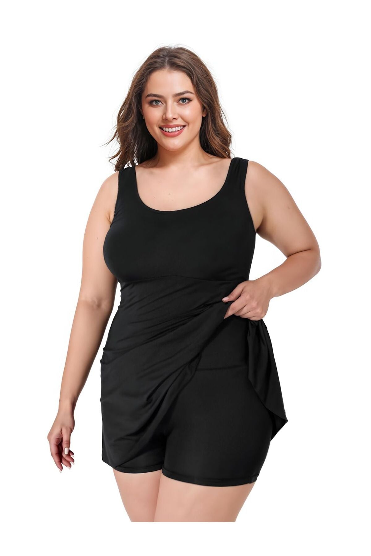 Lycra Plus Size One-Piece One-Piece Swimsuit with Shorts - MALLTURK