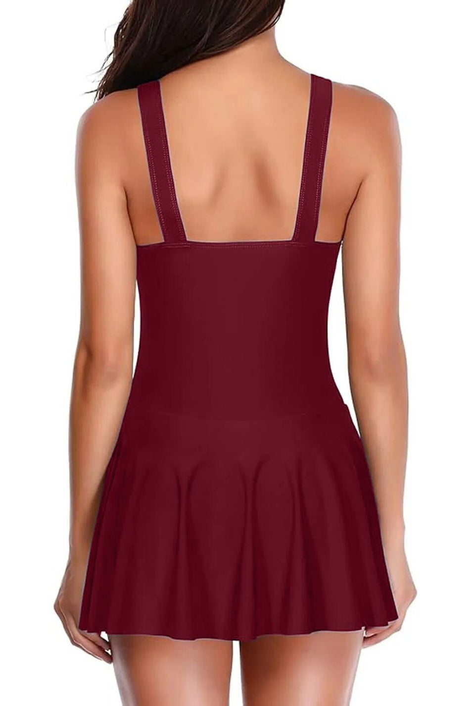 Lycra Skirted One-Piece Swimsuit, Plum - MALLTURK